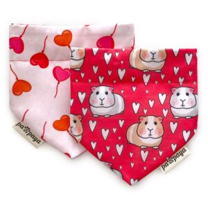 Cute Guinea Pigs And Heart Balloons Reversible Valentine Bandana